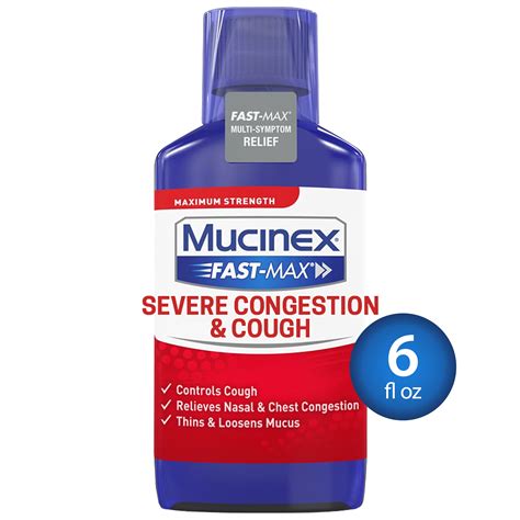 Mucinex Fast-Max Maximum Strength Severe Congestion and Cough Liquid ...