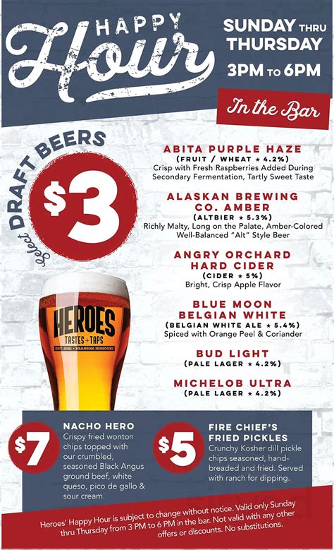 HEROES TASTES + TAPS menus in Branson, Missouri, United States