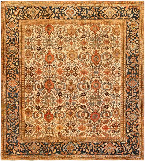 19th Century Persian Sultanabad Light Blue, Salmon & Beige Rug BB1353 by DLB