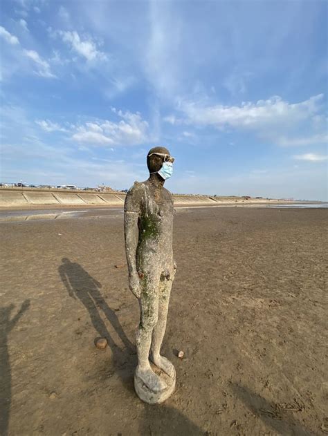 The Another Place statues at Crosby beach, UK are staying safe : r ...