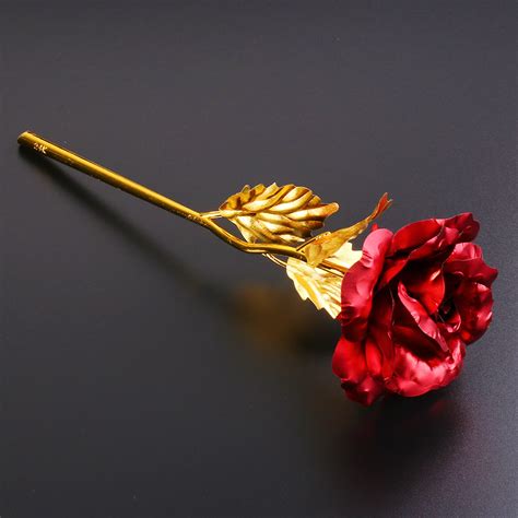 24K Gold Plated Golden Rose Flower Valentine's Day Gift Birthday Gift ...