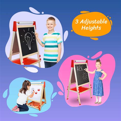 Deluxe Standing Art Easel - Dry-Erase Board, Chalkboard, Paper Roller,Magnetic Whiteboard ...