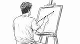 Artist Painting On An Easel Coloring Page  Premium AI Generated Vector sketch template