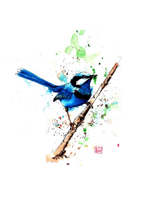 Blue Wren Watercolor on Cold Press Paper Bird Painting Diy, Bird ...