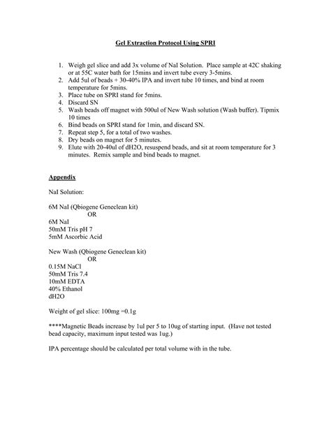 Gel extraction protocol using SPRI | PDF