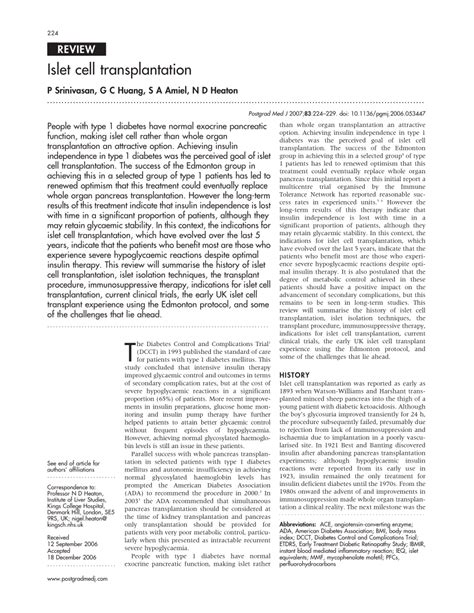 (PDF) Islet cell transplantation