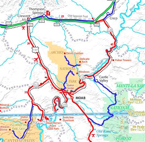 Arches National Park area road map - Ontheworldmap.com