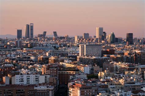 Madrid Skyline during a Summer Sunset Stock Photo - Image of district, architecture: 194679910