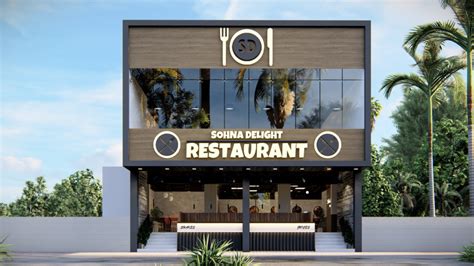 Front Elevation Designs For Restaurant | Best Exterior Design Architectural Plan | Hire A Make ...