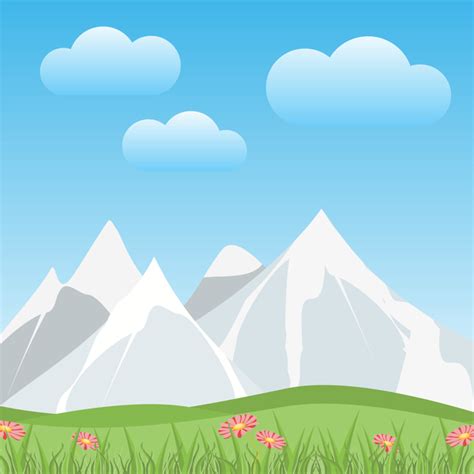 Snow mountain with spring vector background free download