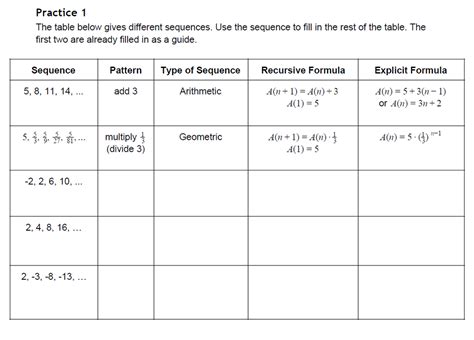 Lesson 3.1.3: Arithmetic and Geometric Sequences - Algebra 1 With Mr. Eoff