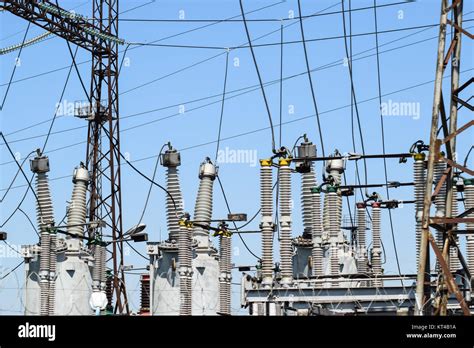 Electric substation. power transmission equipment. Stobo, wires and insulators Stock Photo - Alamy