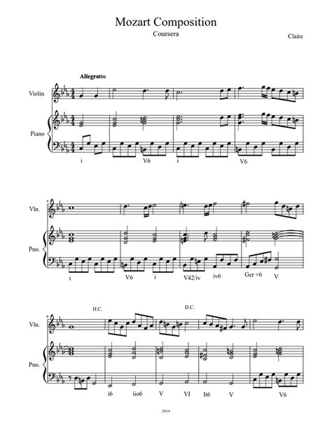 Mozart Composition Sheet music for Piano, Violin (Solo) | Musescore.com