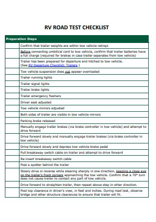 4+ SAMPLE Road Test Checklist in PDF