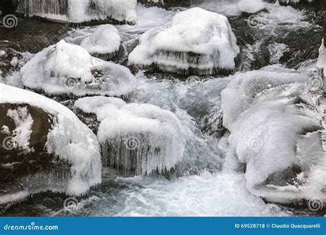 Beautiful Frozen Waterfalls in Iceland Stock Photo - Image of ...