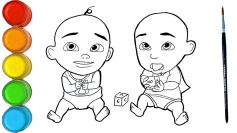 Menggambar dan mewarnai Upin Ipin waktu masih bayi | kreatif untuk anak ...