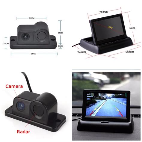 ANSHILONG Car Reverse Parking Camera With Radar Sensor + 4.3" Foldable LCD Rear View Monitor 3 ...