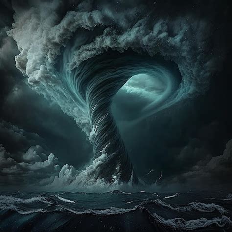 Premium AI Image | Sea tornado formation dark sky wallpaper image Ai ...