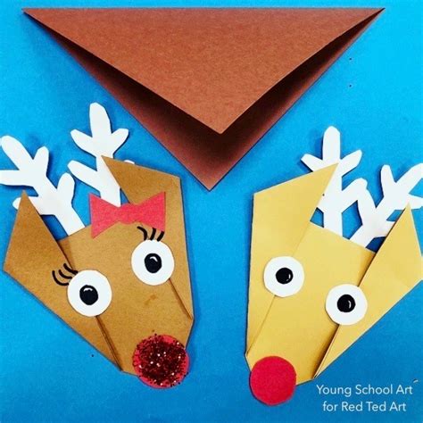 Easy Origami Reindeer for Preschool - Red Ted Art - Kids Crafts