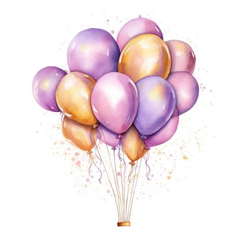 Premium AI Image | Watercolor balloons Hand drawn illustration Isolated on white background