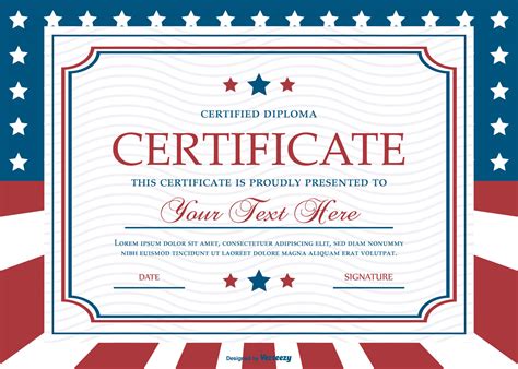 Patriotic Style Certificate Template – Download Free Vectors regarding Classroom Certificates ...