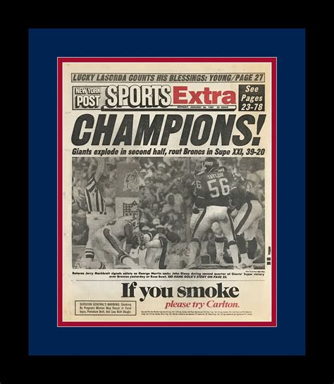 New York Giants 1986 / 1987 NFL Super Bowl Title NY Post - Etsy