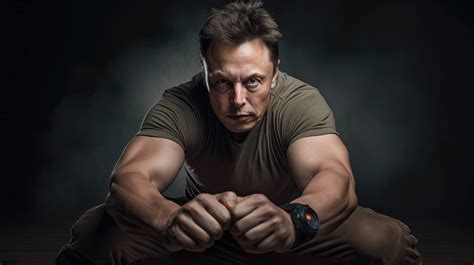 A compelling depiction of Elon Musk, his muscles tensed, in a defensive ...