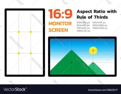 16 9 monitor screen aspect ratio Royalty Free Vector Image