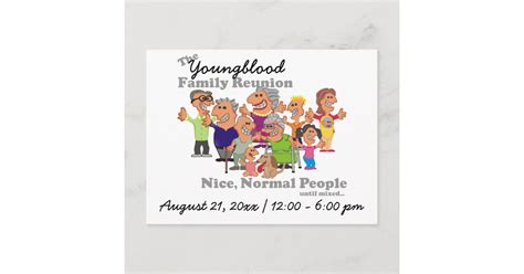 Personalized Family Reunion Funny Cartoon Invitation Postcard | Zazzle