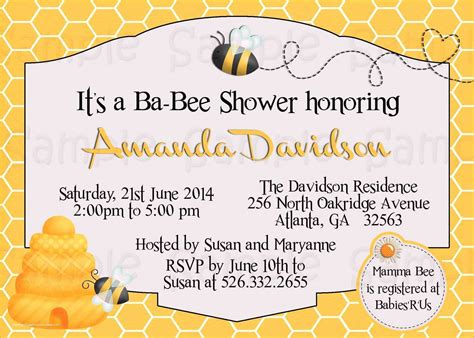 Bumble Bee Invitation Template Free Of Custom Bumble Bee Baby Shower Invitation Printable ...