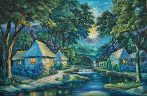 The Village | Filipino Paintings | Painting, Village, Artist