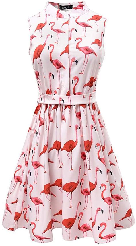 Women Cute Flamingo Fun Flare Prints Flowy A-line Party Cocktail Causal Dresses Pink at Amazon ...