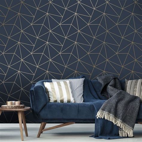 Navy And Gold Wallpaper Bedroom