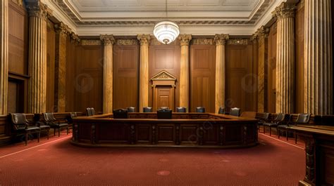 An Empty Courtroom With High Ceilings And Columns Background, Picture Supreme Court ...