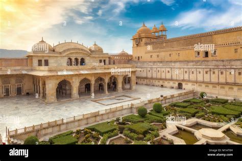 Amber Fort Jaipur royal palace architecture art work. Amer Fort is a UNESCO World Heritage site ...