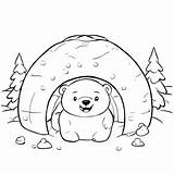 Download Cute Bear Outside Its Igloo In Snowy Landscape Coloring Pages  sketch template
