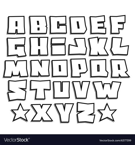 Readable graffiti fonts alphabet with shadow Vector Image