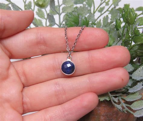 Raw Sapphire Necklace Round Raw Sapphire Necklace Genuine | Etsy