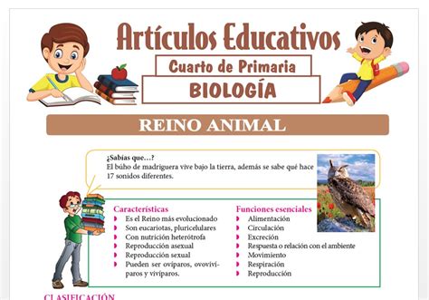 Reino Animal o Reino Animalia para Cuarto de Primaria