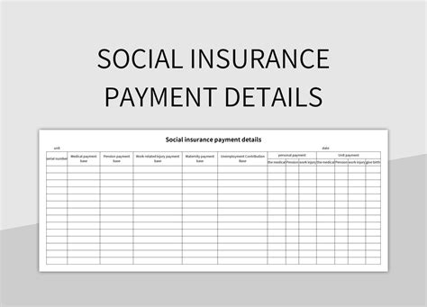 Social Insurance Payment Details Excel Template And Google Sheets File For Free Download ...