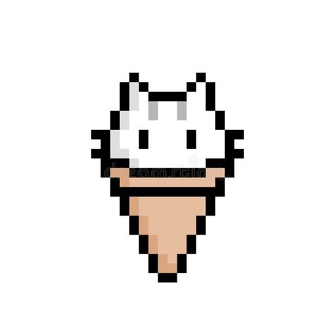 Pixel Ice Cream Cone with Cat S Head Isolated. Vector Illustration ...