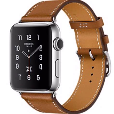 Hermes Apple Watch 38mm Stainless Steel Case with Fauve Barenia Leather Single Tour Fitbit ...