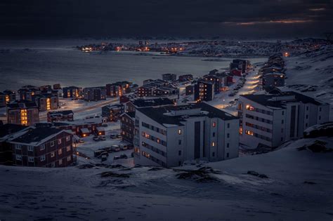 Nuuk city ligths is a beautiful sight from a hilltop - [Visit Greenland!]