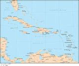 Caribbean Map with Countries, Cities, and Roads