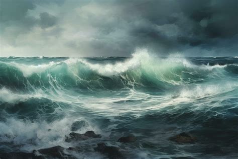 Stormy Ocean Waves A Painting of Dramatic Waves in a Storm 24058181 Stock Photo at Vecteezy