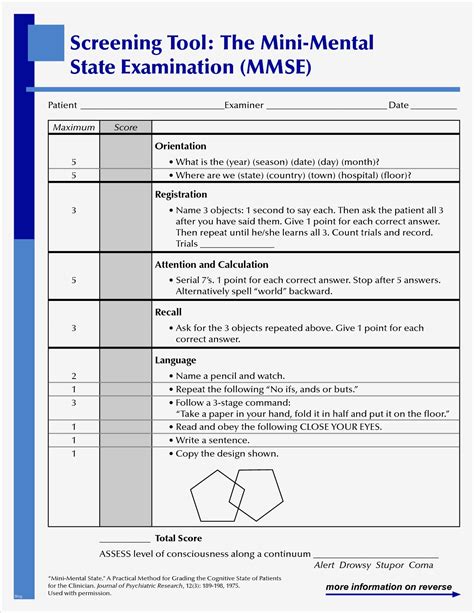 Mmse Test Vorlage Süß Mini Mental Status Exam Work Pinterest - Vorlage Ideen