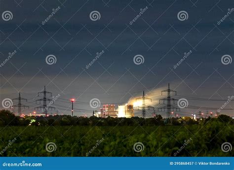 Electric Power Transmission Towers at Night Stock Image - Image of modern, tower: 295868457