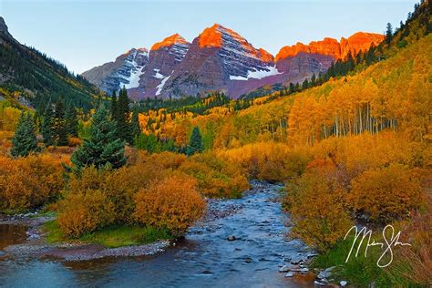 Maroon Bells Autumn Alpineglow | Maroon Bells, Aspen, Colorado | Mickey ...