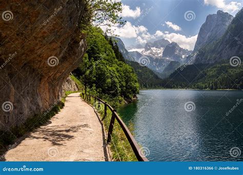 Vorderer Gosausee Lake Near Gosau with Melting Glacier in Background ...