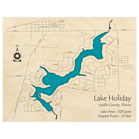 Lake Holiday 3D Custom Wood Map – Lake Art LLC